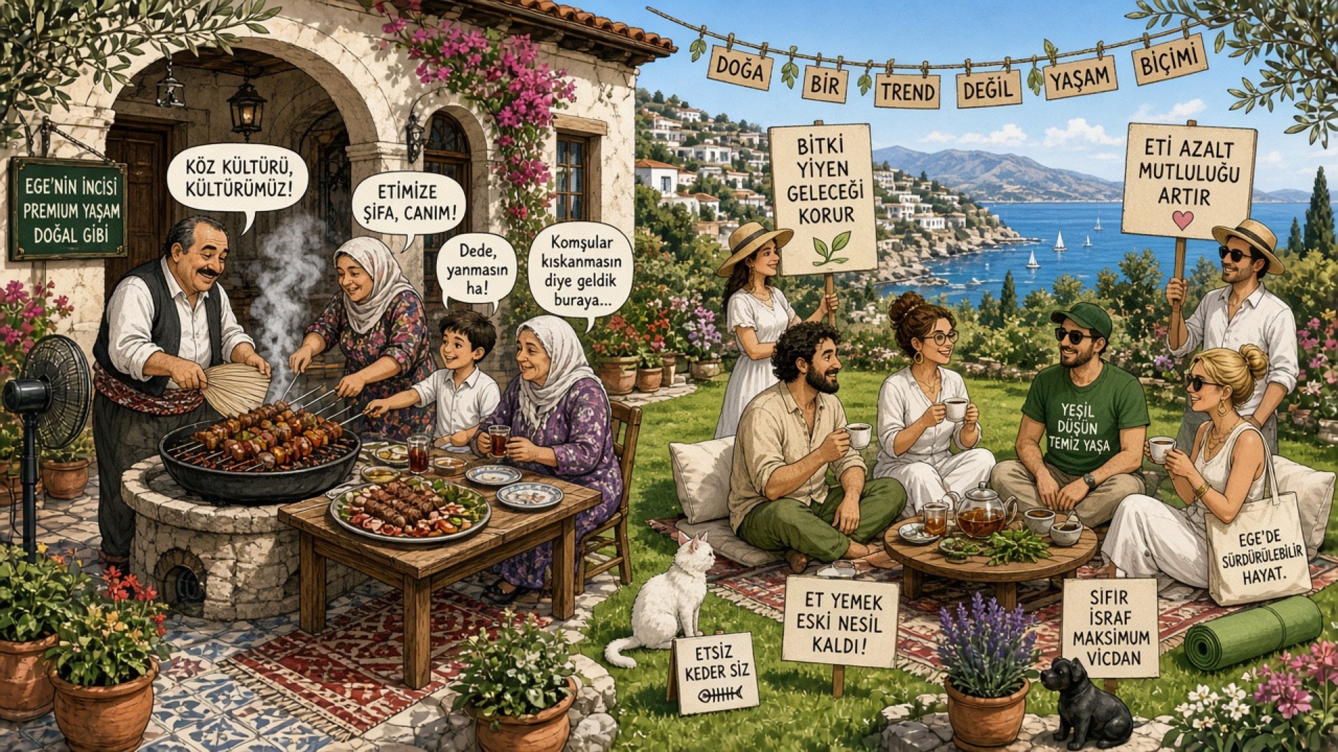 Akçay Zeytin Dalı Sitesinde Bayram Sabahı Bahçede Koç Kesimi ve Vegan Direnişi