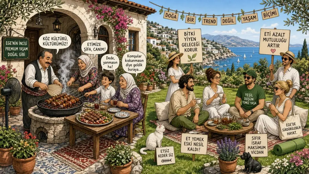Akçay'da Bir Yazlık Sitede Bayram Sabahı Bahçede Koç Kesimi ve Vegan Direnişi